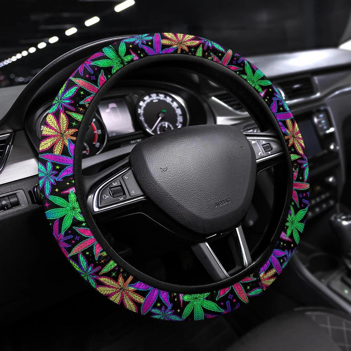 Marijuana-Themed Car Steering Wheel Cover for Comfort