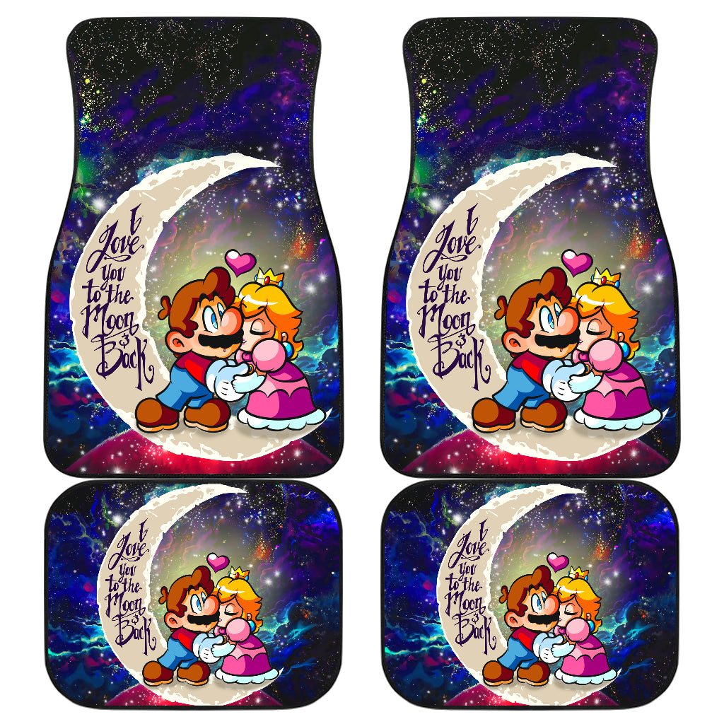 Mario Couple Love You To The Moon Galaxy Car Floor Mats
