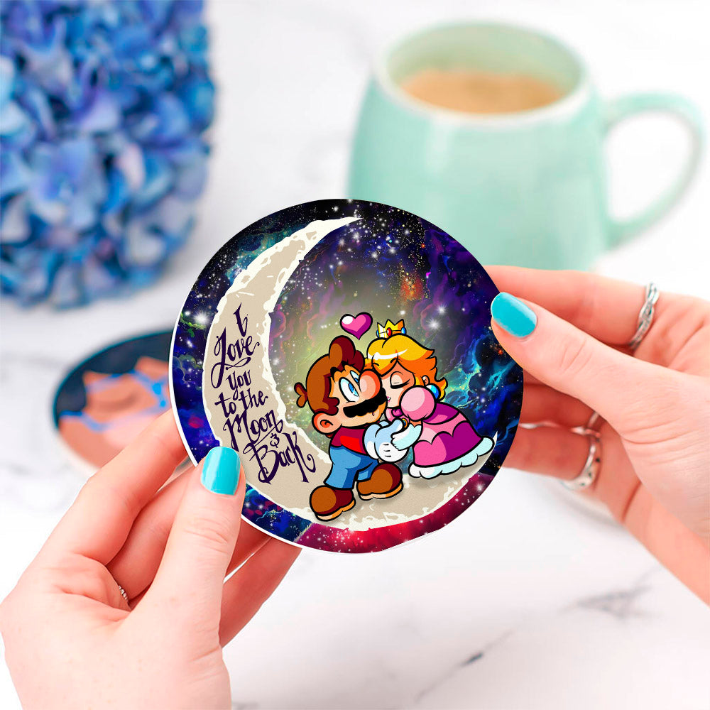 Mario Couple Love You To The Moon Galaxy Coasters