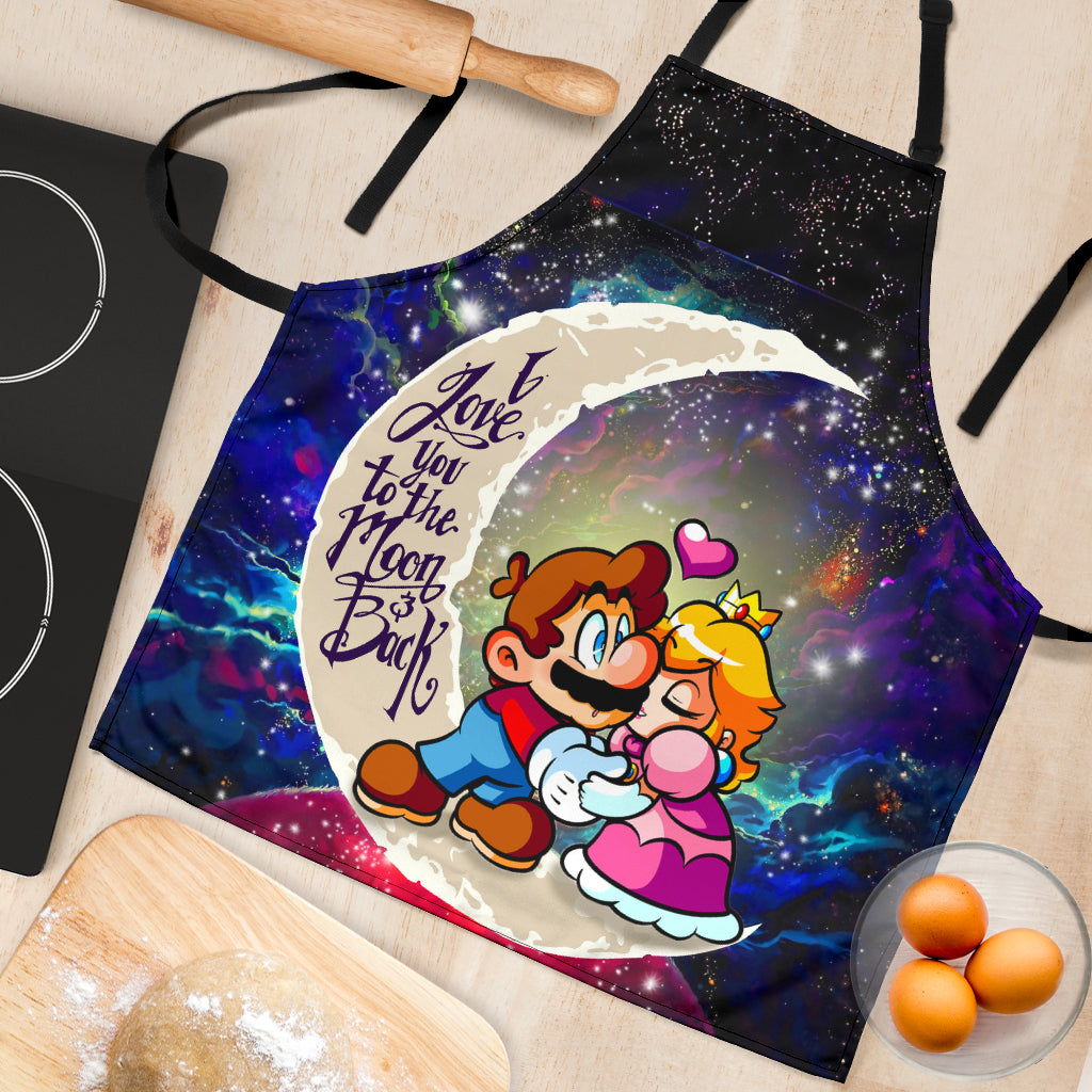 Mario Love You To The Moon Galaxy Custom Apron - Perfect Cooking Gift