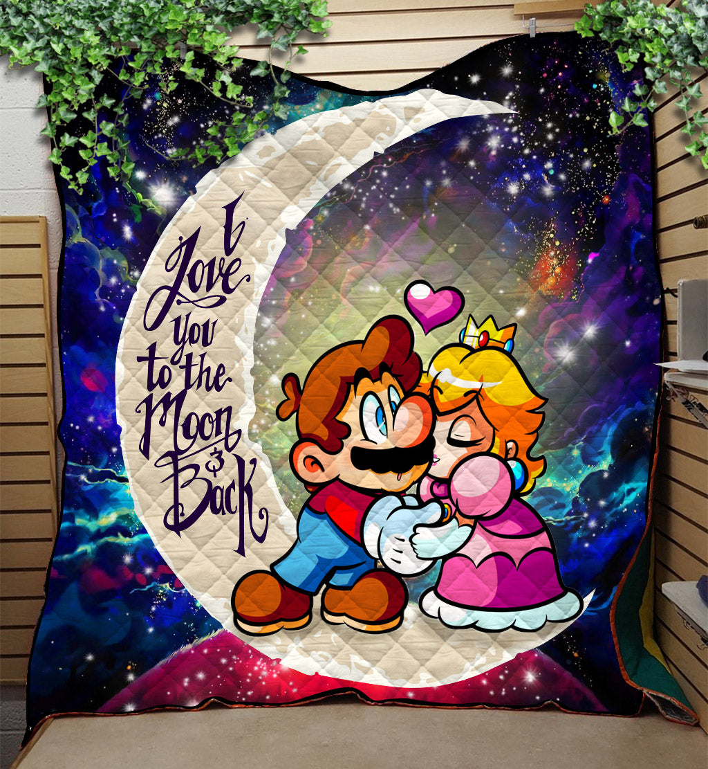 Mario Couple Love You To The Moon Galaxy Blanket Quilt