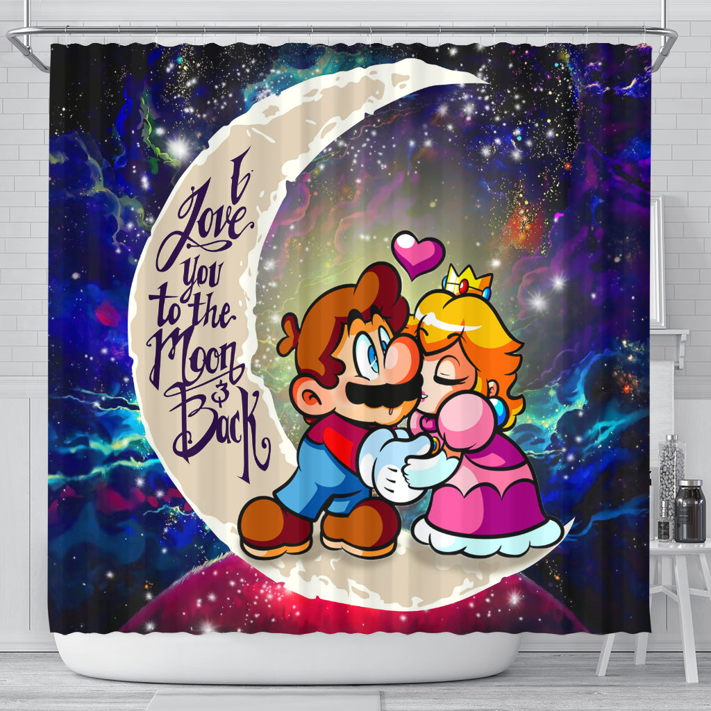 Mario Galaxy Shower Curtain - Love You To The Moon Design