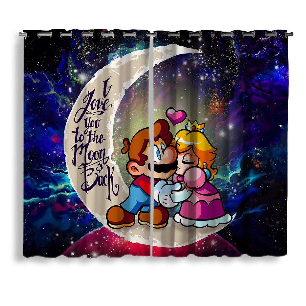 Mario Love You To The Moon Galaxy Window Curtain for Couples
