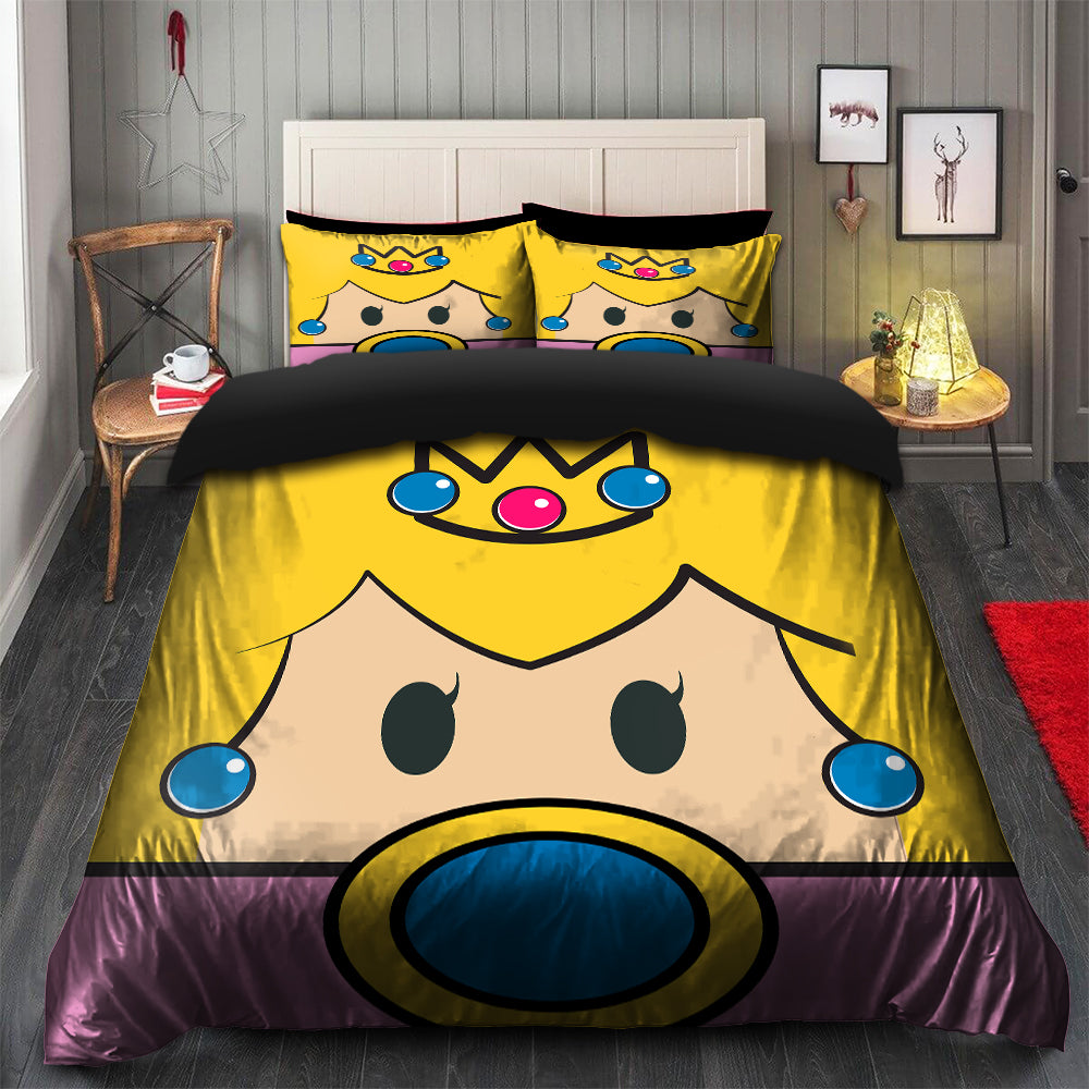 Mario Princess Duvet Cover Set with 2 Pillowcases for Kids