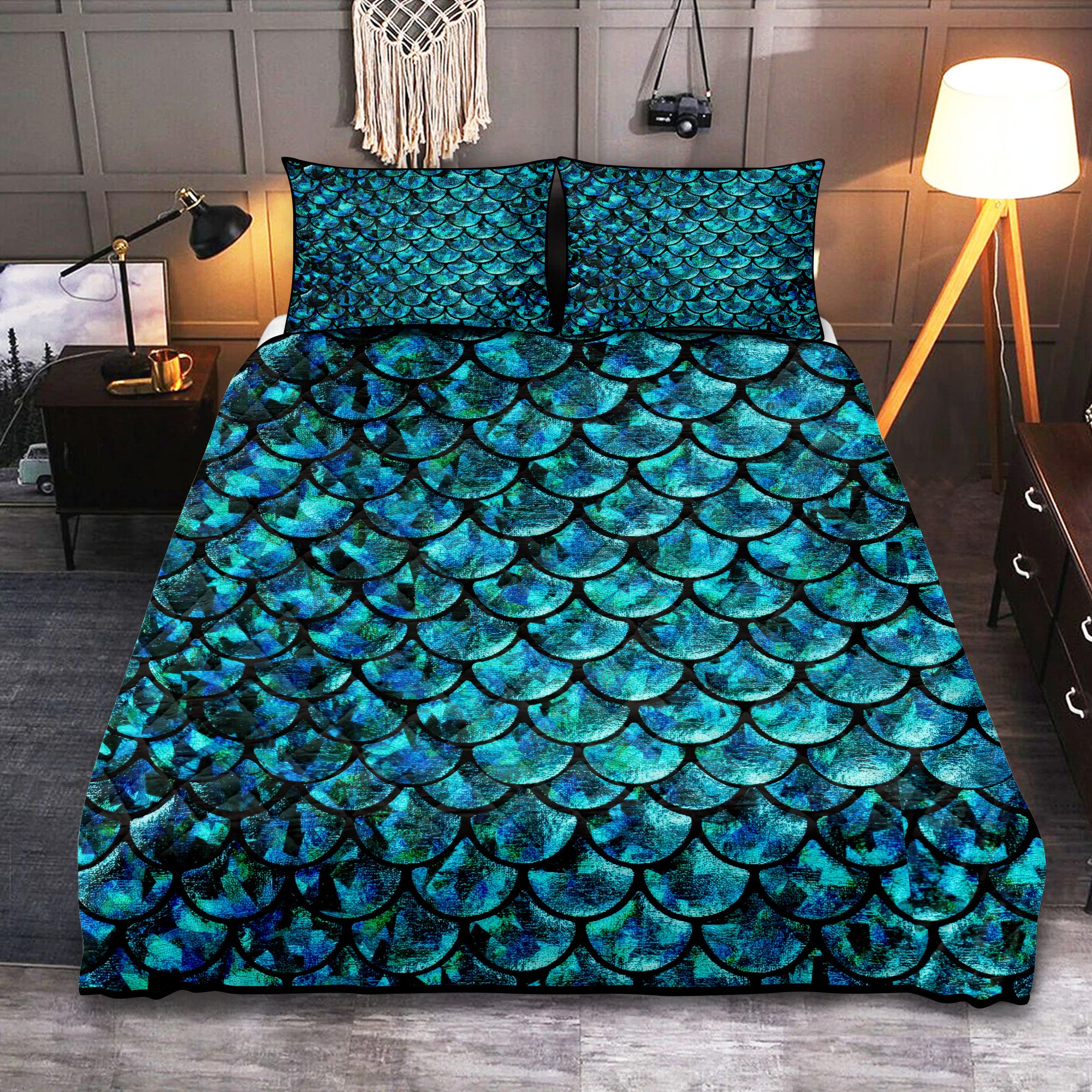 Mermaid Blue Quilt Set for Cozy Bedroom Decor and Comfort Bedding
