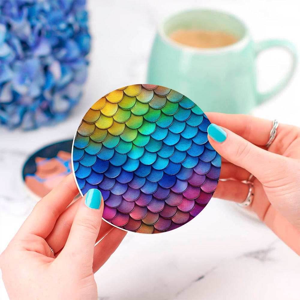 Mermaid Colorful  Coasters for Drinks -
