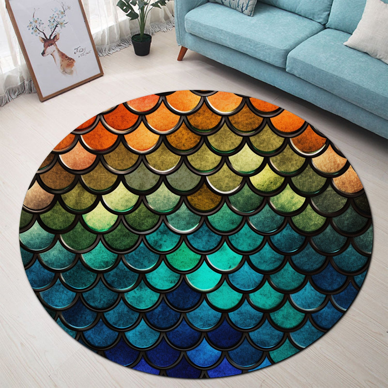 Mermaid Scale Carpet Rug for Bedroom and Living Room Home Decor