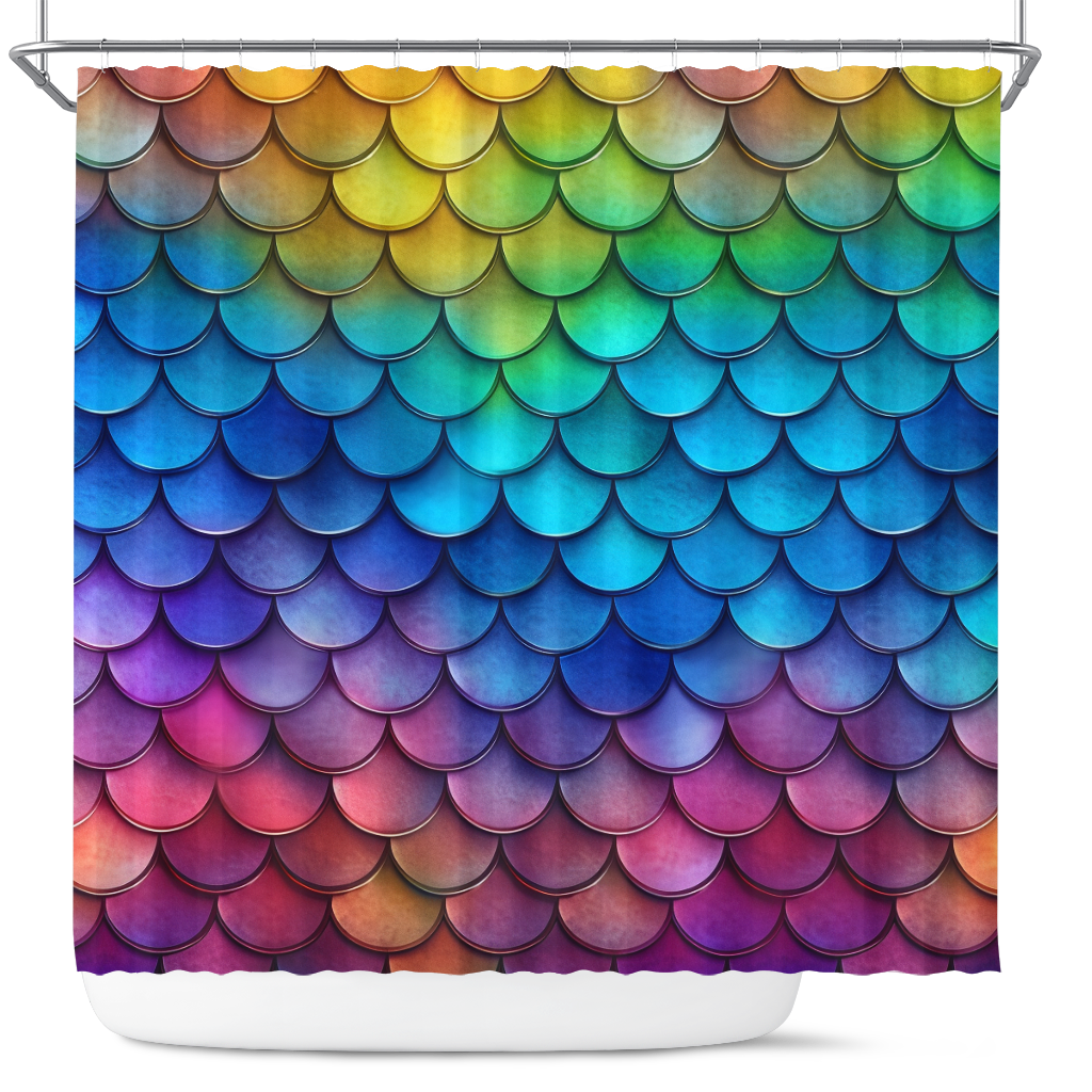 Mermaid Scale Design Shower Curtain for Bathroom Decor