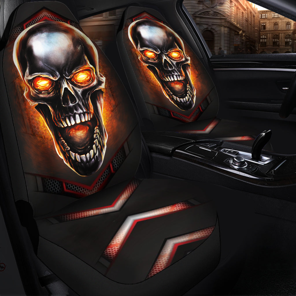 Metal Skull Jeep Car Seat Cover - Premium Fire Design