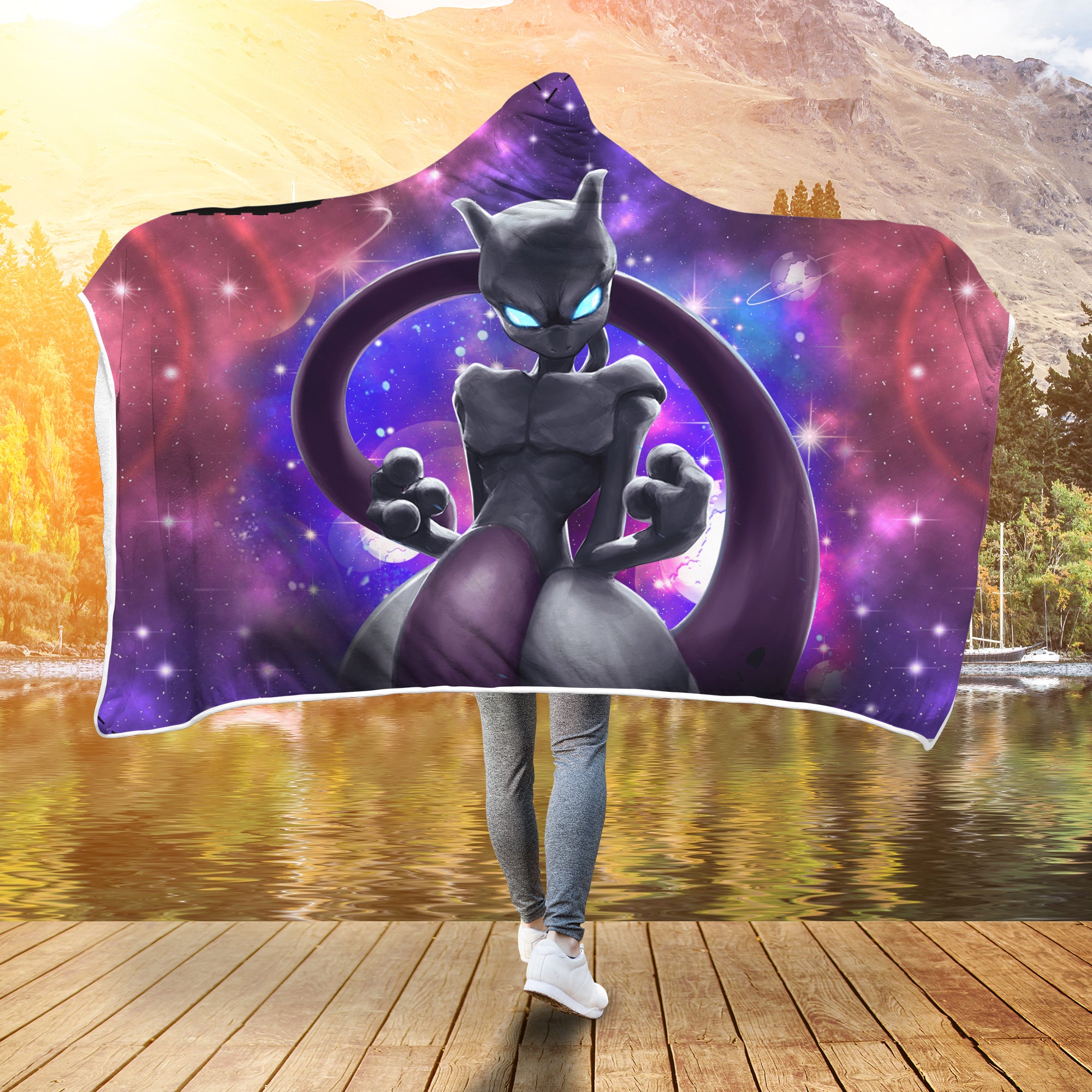 Mewtwo Galaxy Hoodie Blanket for Pokemon Fans - Soft Economy Design