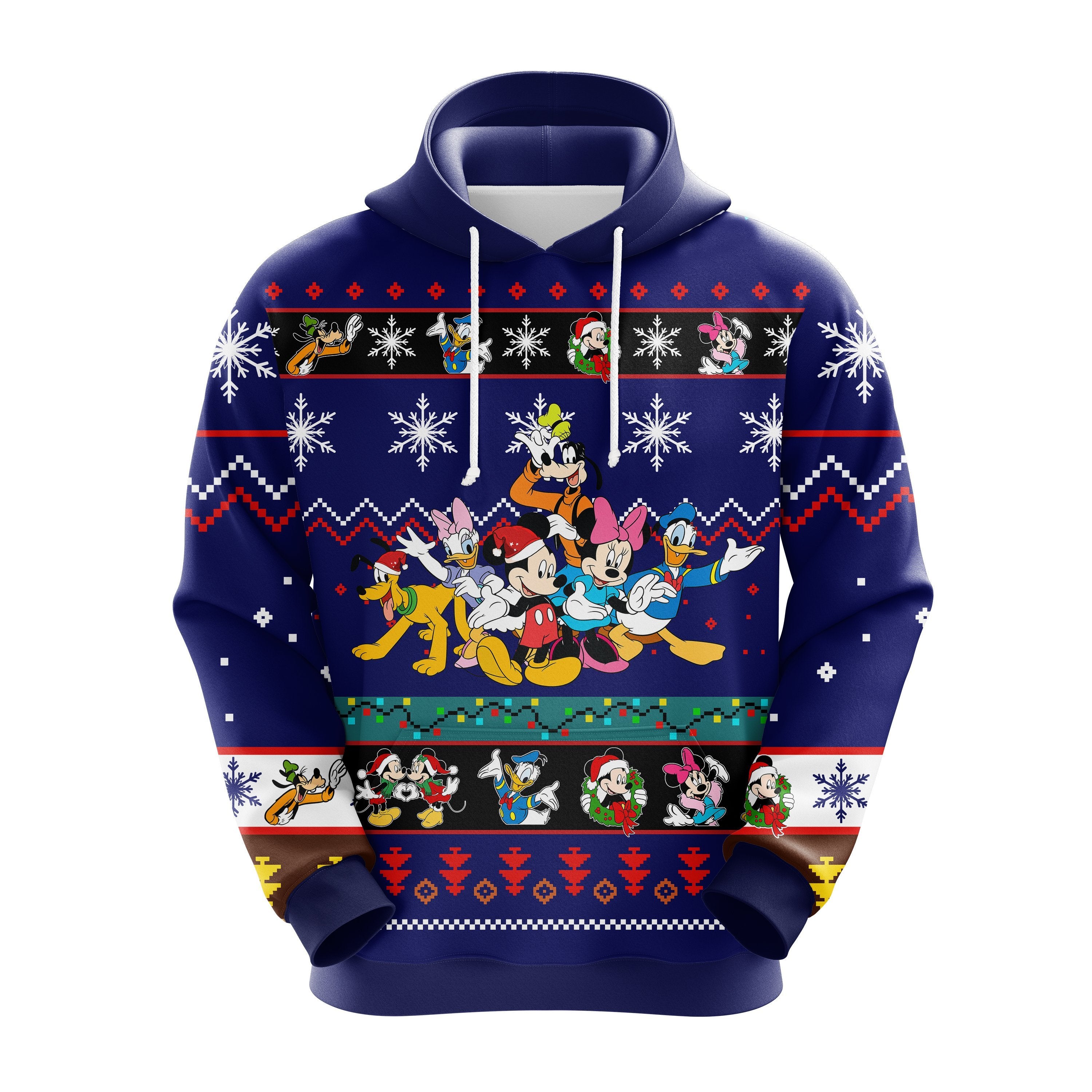 Cute Mice Christmas Noel Ugly Hoodie for Thanksgiving Gift - Yellow