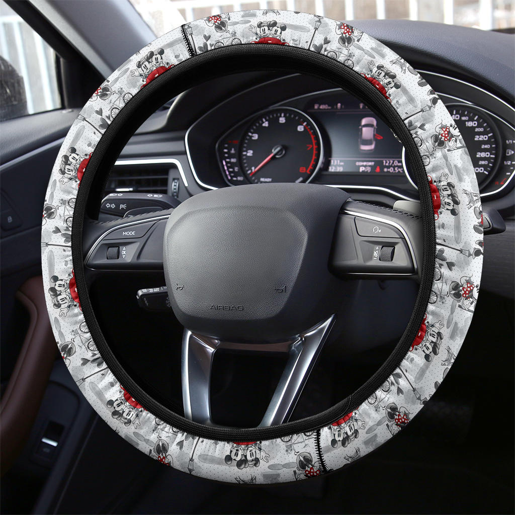 Romantic Premium Car Steering Wheel Cover - Mice Love Paris