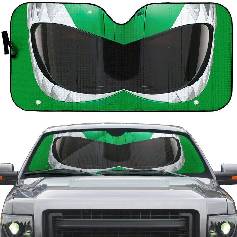 Mighty Morphin Green Power Ranger Helmet Auto Sunshade Windshield