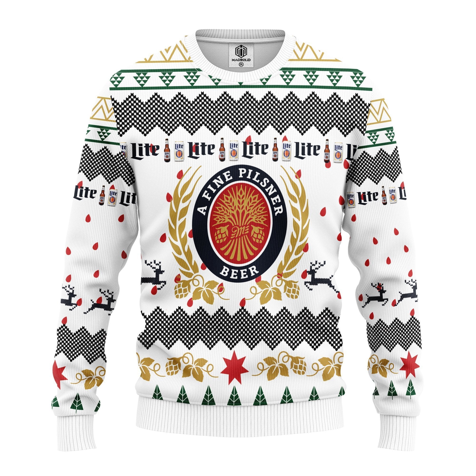 Miller Lite Ugly Christmas Sweater Gift Idea for Thanksgiving 2023 AnimeBape