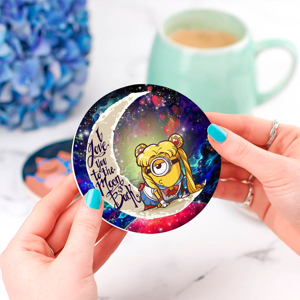 Minion Galaxy Drink Coasters - Love You To The Moon