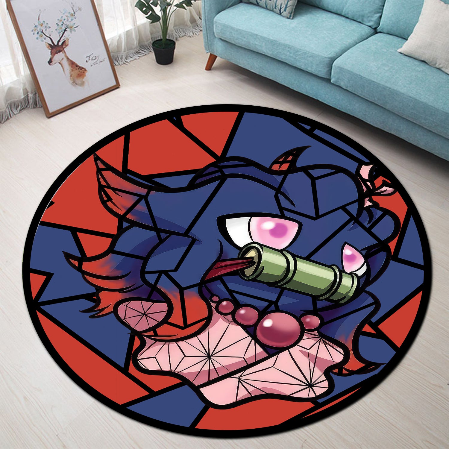 Misdreavus Nezuko Pokemon Stained Glass Area Rug for Living Room