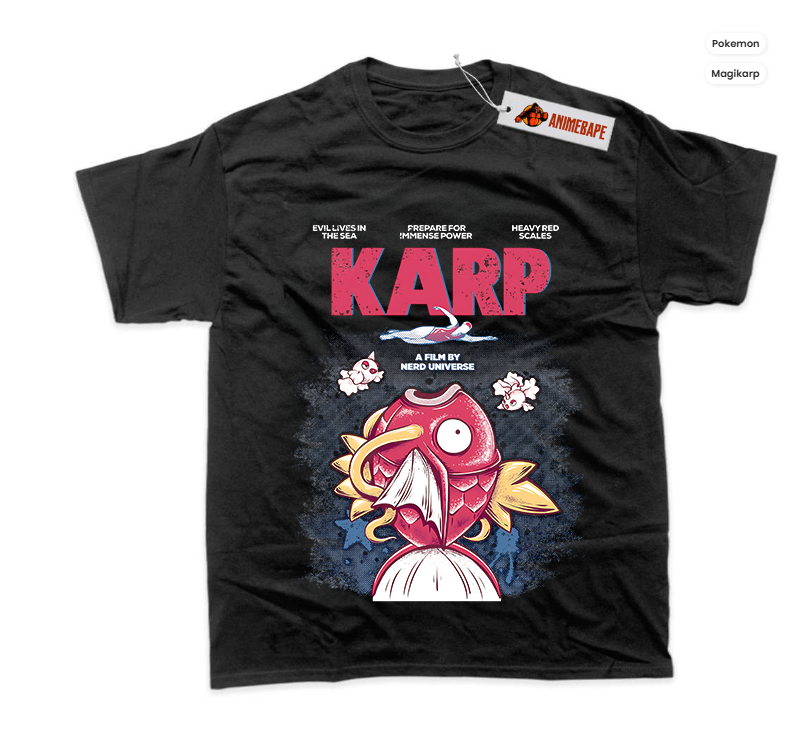 mk magikarp Jaws Magikarp Pokemon Anime Graphic T-Shirt for Fans - Image 1