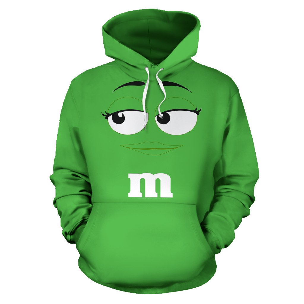Green M\u0026M Chocolate Hoodie for Adults - Cozy Pullover Sweatshirt - AnimeBape