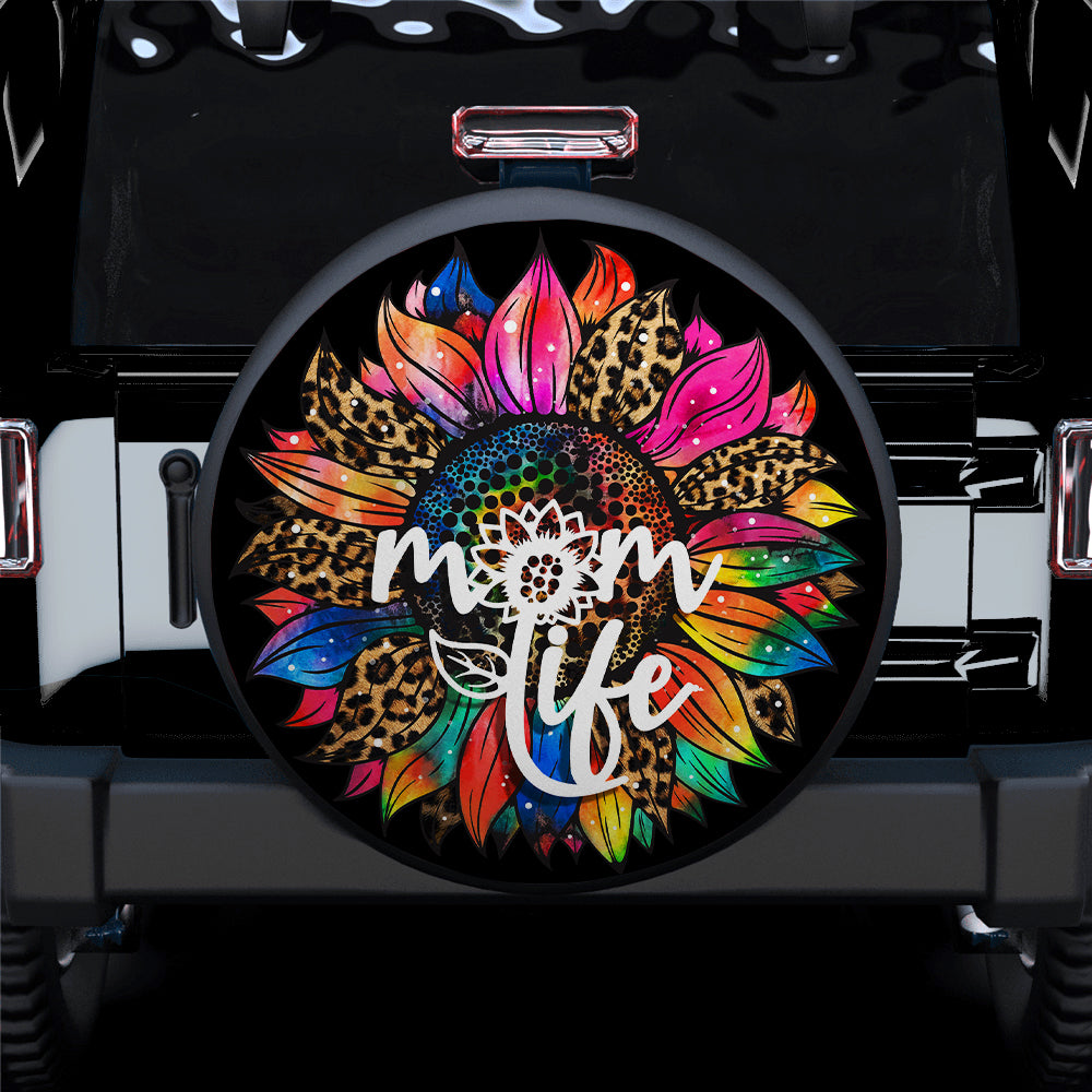 Mom Life Sunflower Leopard Jeep Tire Cover for Campers Gift