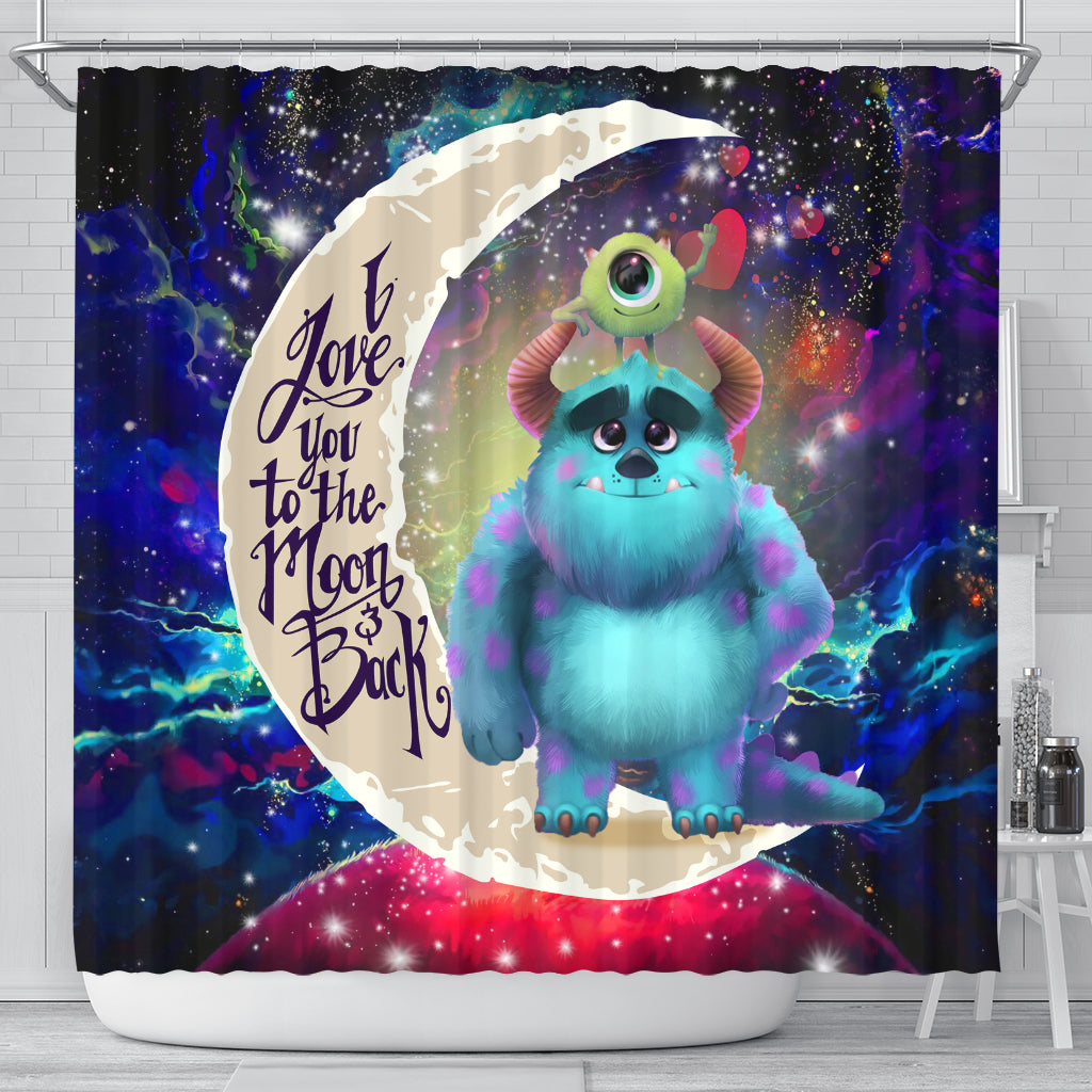 Monsters Inc Sully Mike Galaxy Shower Curtain Love You To The Moon