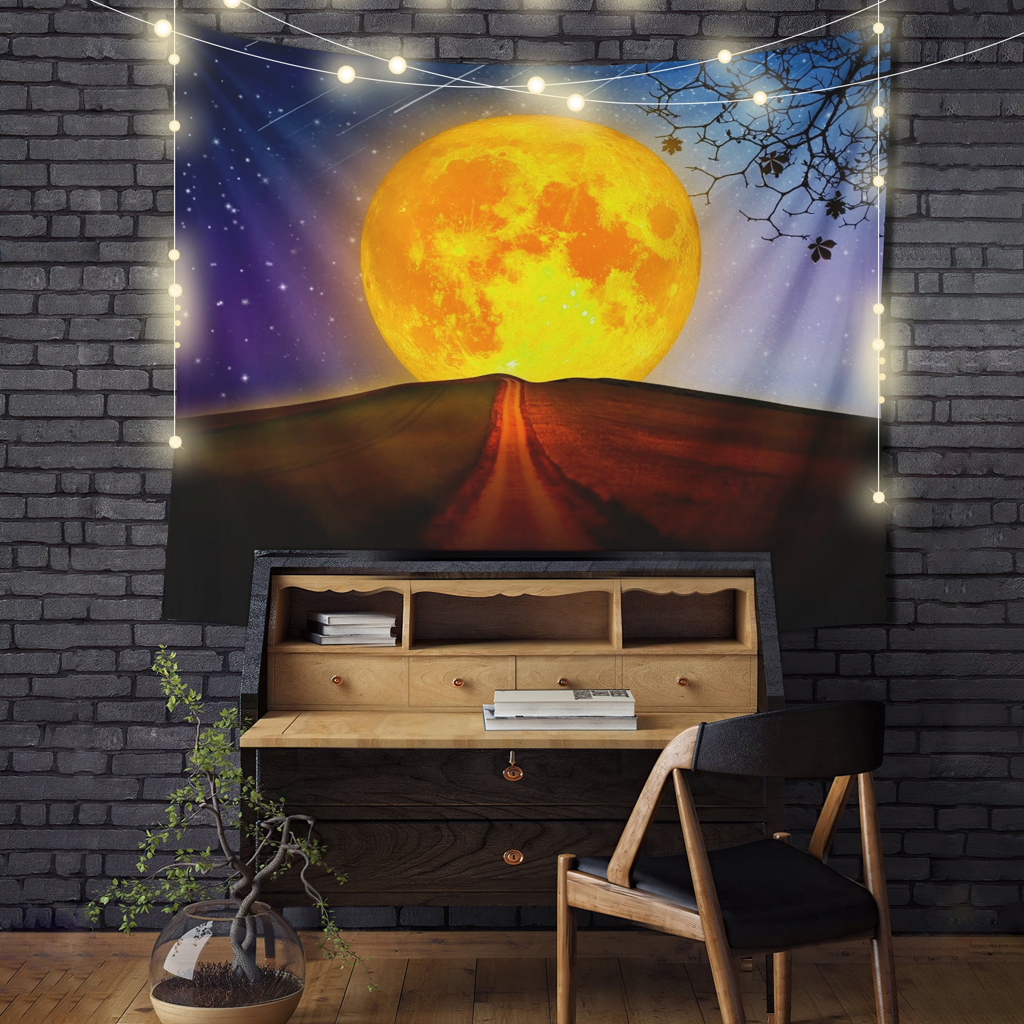 Night Sky Moon Tapestry for Bedroom and Living Room Decor