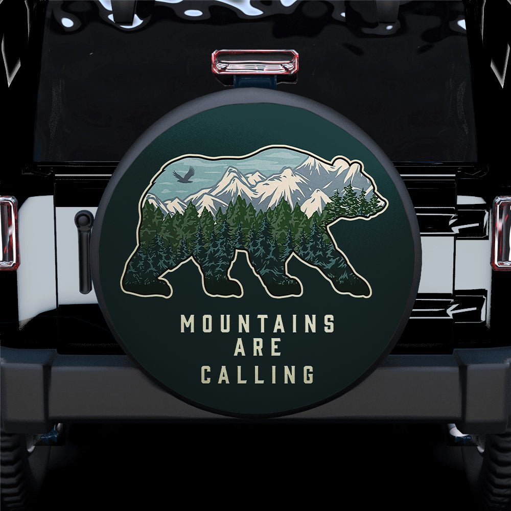 Mountains Are Calling Bear Jeep Spare Tire Cover for Campers
