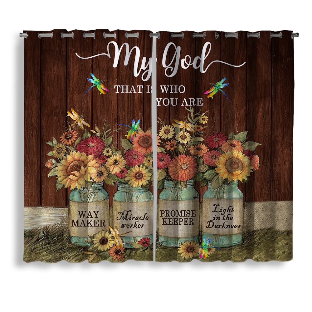 Who You Are Inspirational Window Curtain My God That