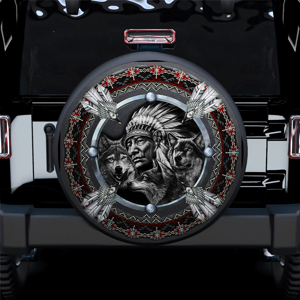 Native American Wolf Spare Tire Covers for Jeep Campers Gift