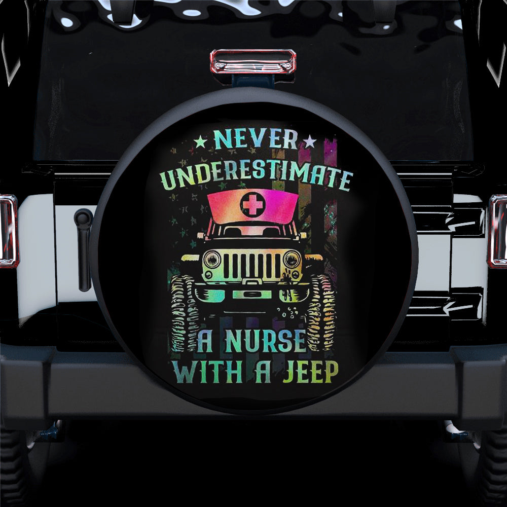 Never Underestimate a Nurse Jeep Spare Tire Cover Gift for Campers