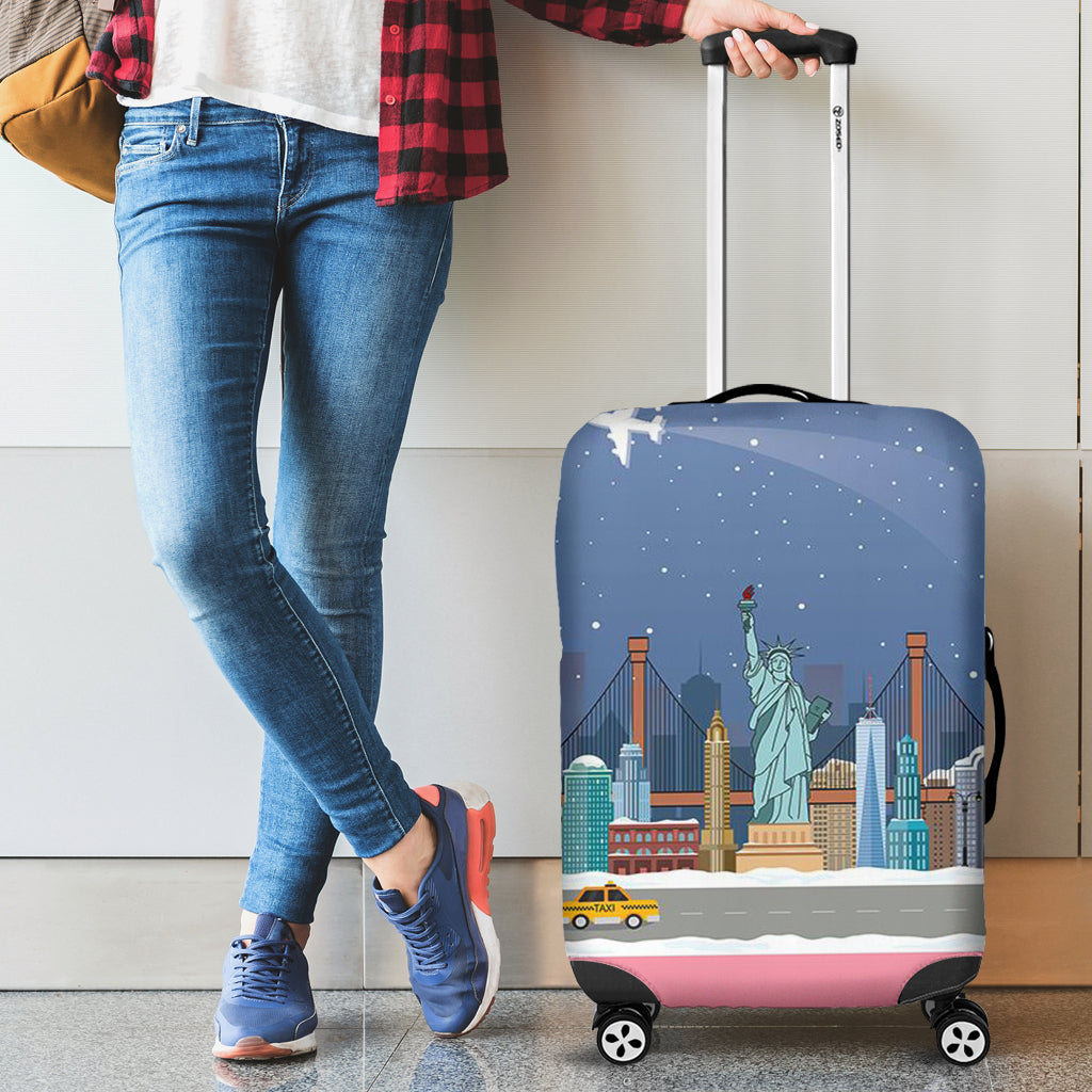 New York City Night Suitcase Protector Luggage Cover