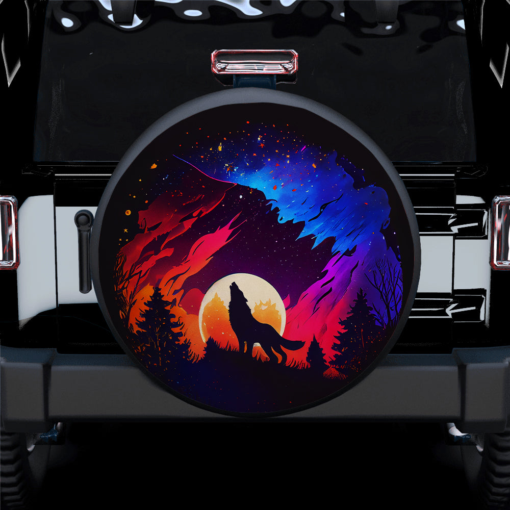 Starry Night Wolf Jeep Car Spare Tire Covers Gift for Campers