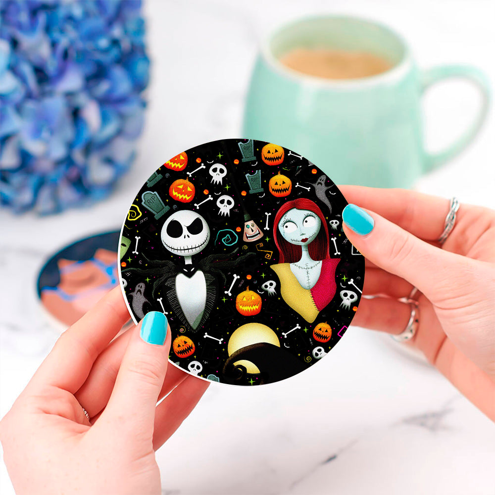 Jack and Sally Nightmare Before Christmas  Drink Coasters