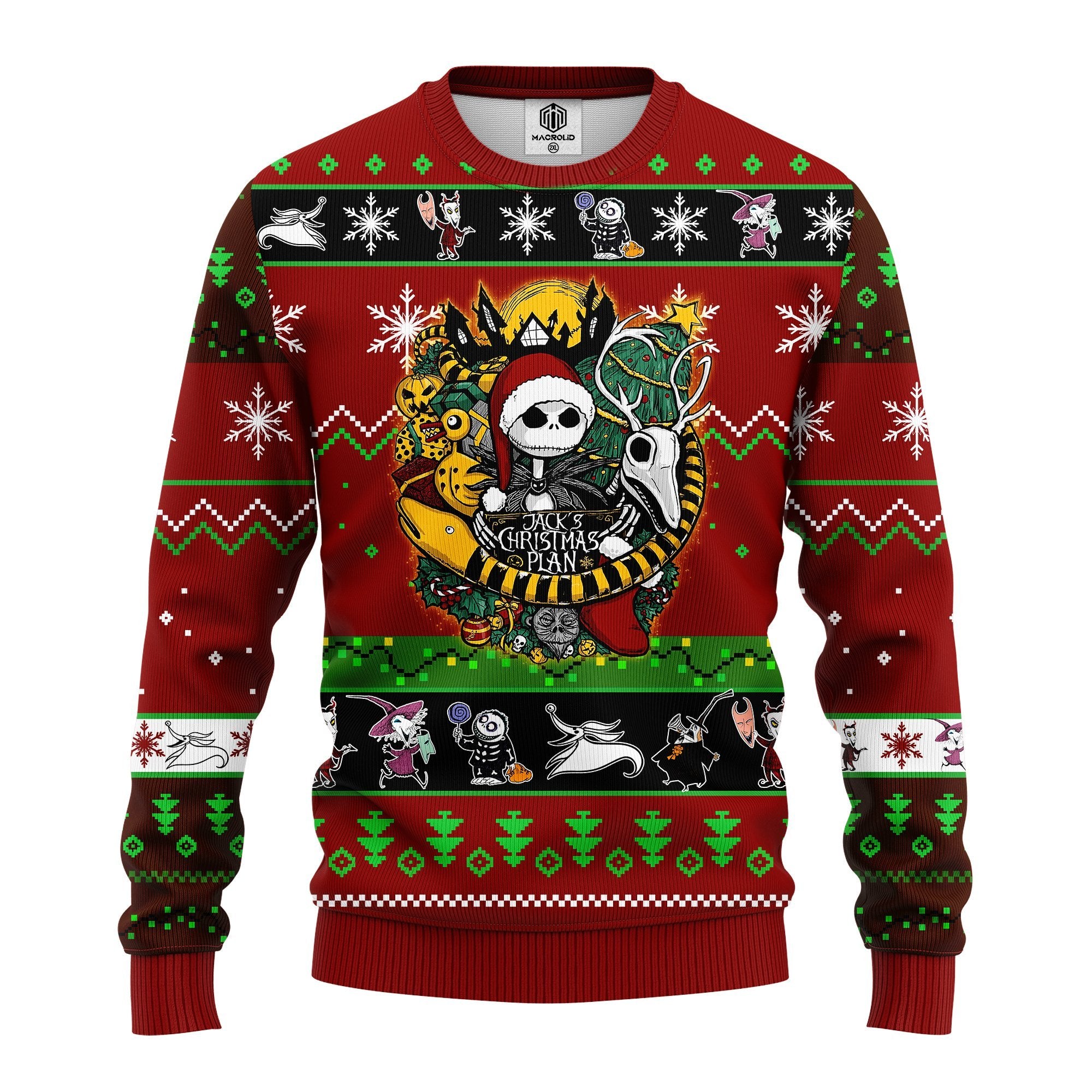 Nightmare Before Christmas Red Brown Ugly Sweater Amazing Gift Idea