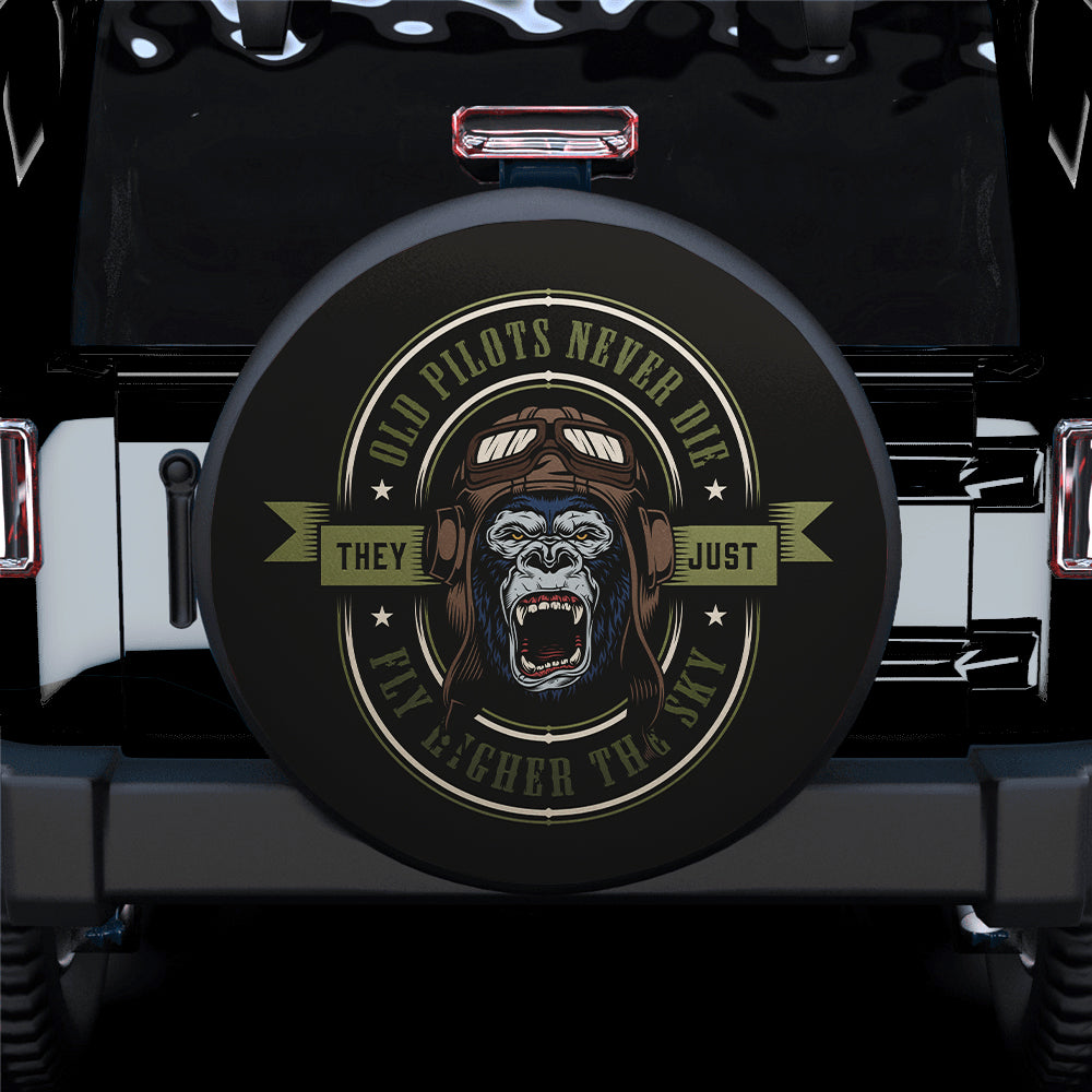 Old Pilot Never Die Jeep Spare Tire Cover Gift for Campers