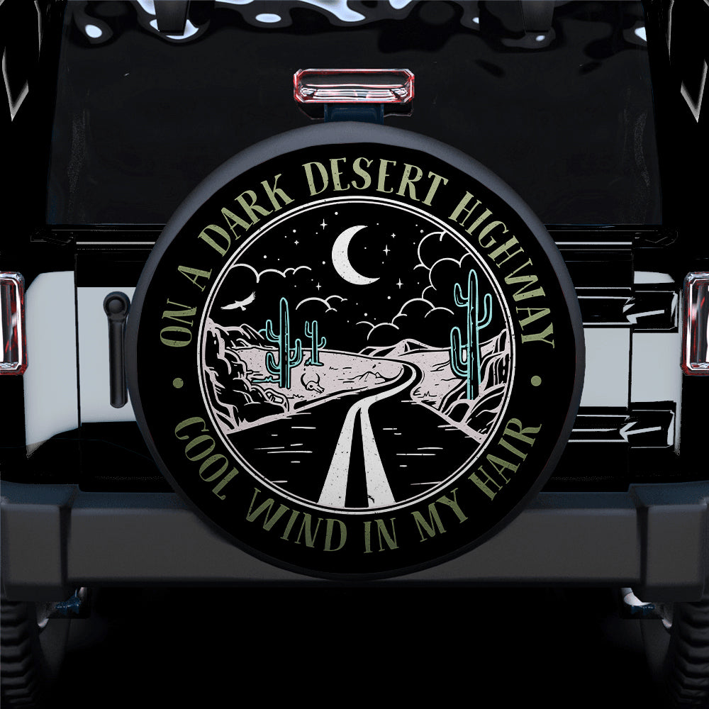 White Jeep Spare Tire Covers Gift for Campers - Dark Desert Highway