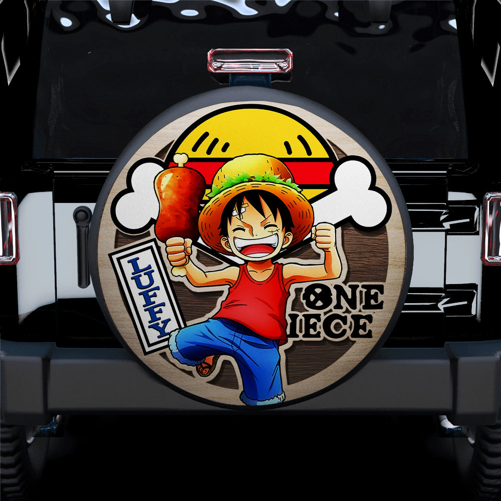 Anime One Piece Luffy Custom Wood Jeep Spare Tire Covers Gift for Campers - Vehicle Accessories