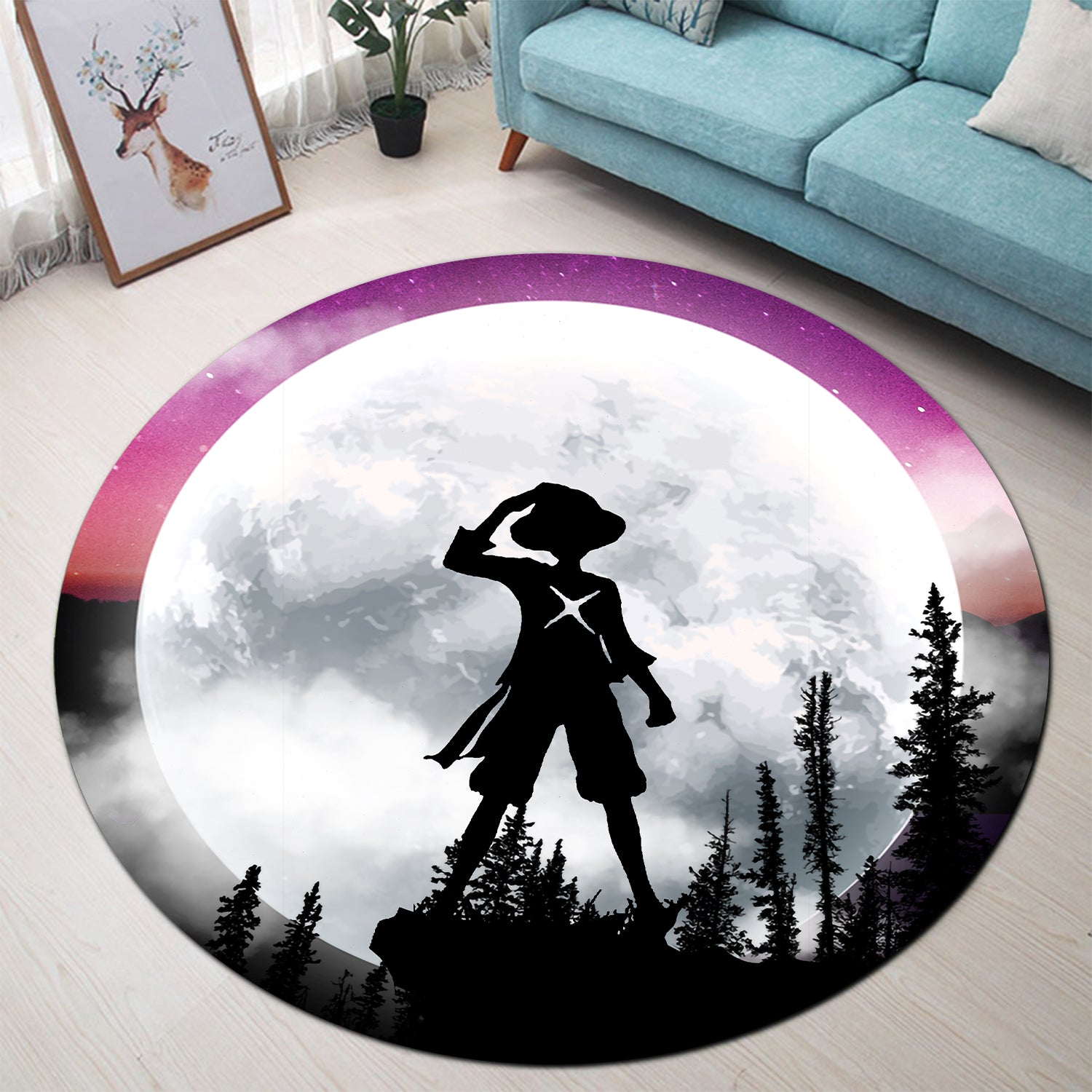 Moon Night Round Carpet Rug for Bedroom Living Room Home Decor