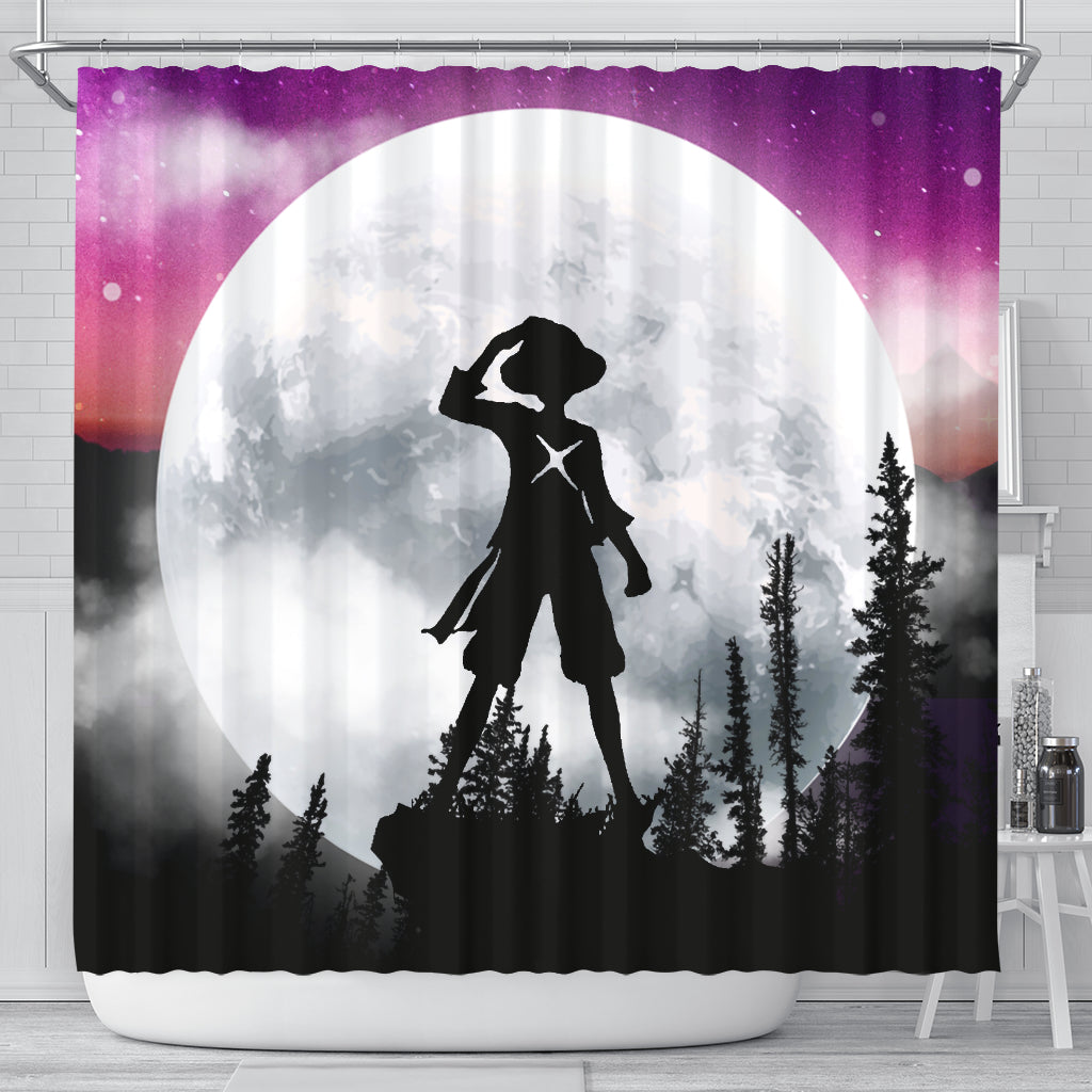 One Piece Moon Night Shower Curtain for Bathroom Decor