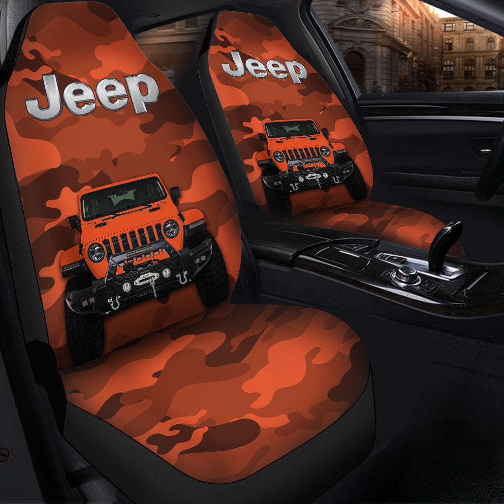 Orange Camouflage Car Seat Covers - Premium Custom Protectors