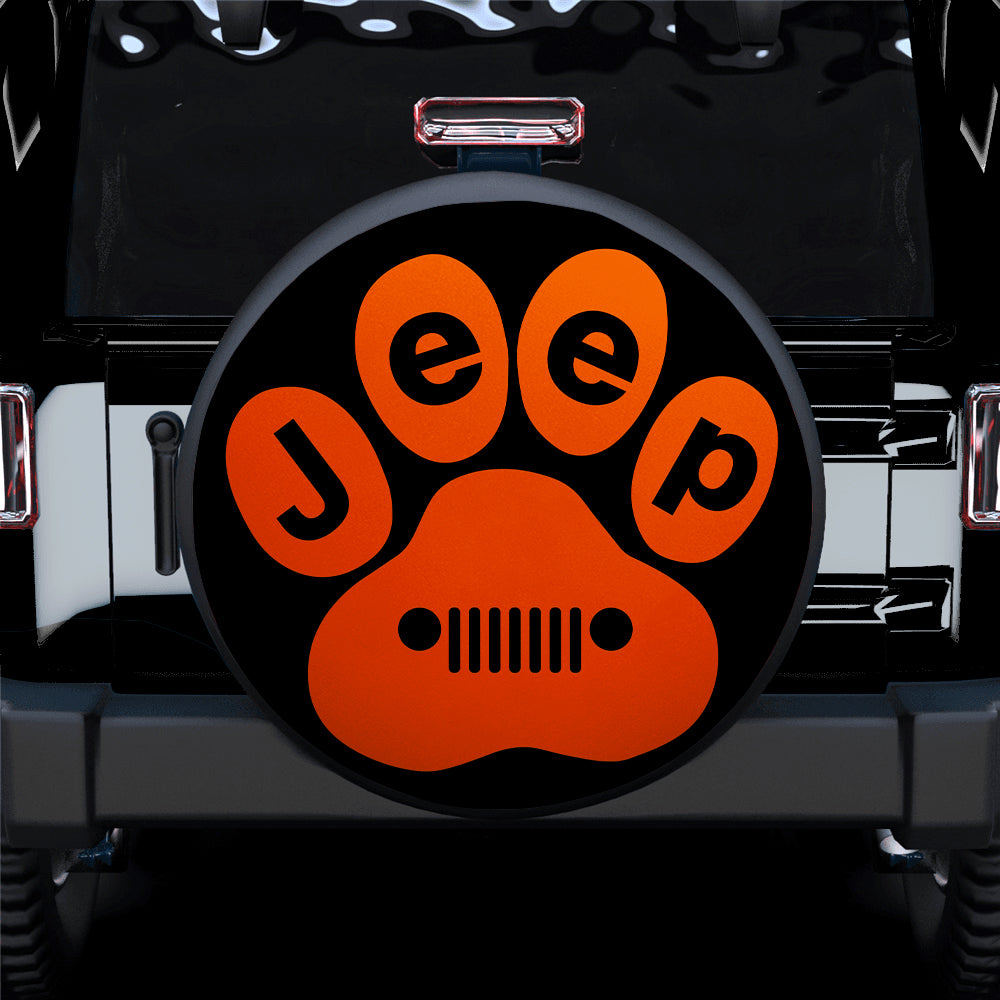 Orange Jeep Paw Design Spare Tire Covers - Great Gift for Campers