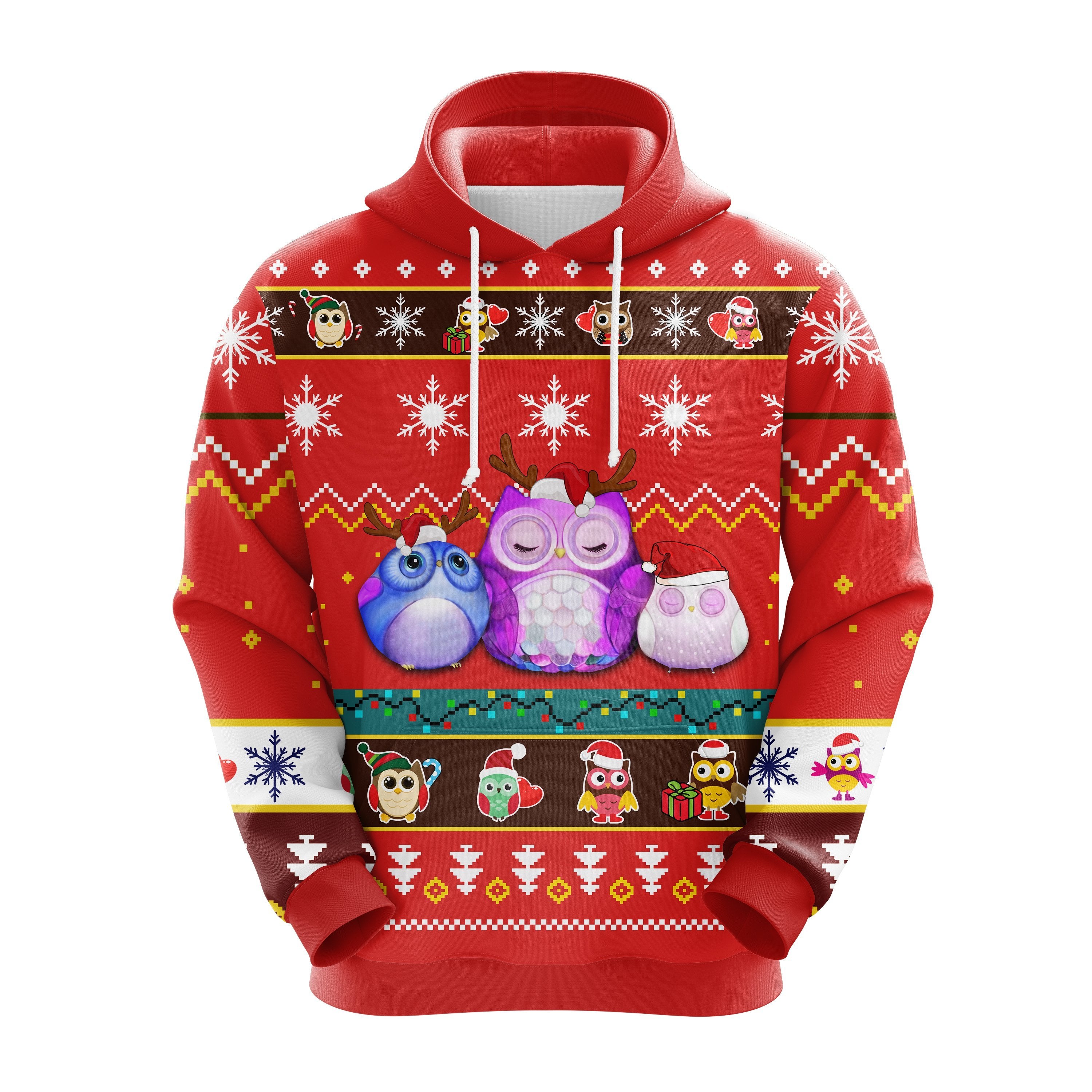 Cute Owl Christmas Hoodie Red - Amazing Gift Idea for Thanksgiving