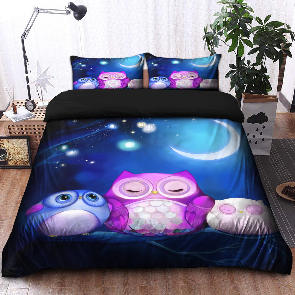 Cute Owl Bedding Set with Duvet Cover and 2 Pillowcases