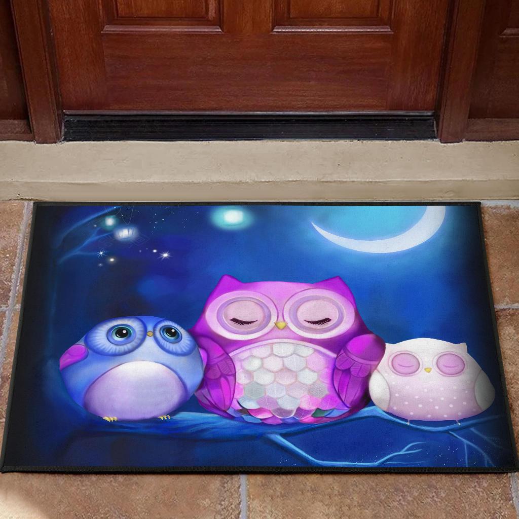 Cute Owl Night Doormat for Home Decoration and Welcome Entry