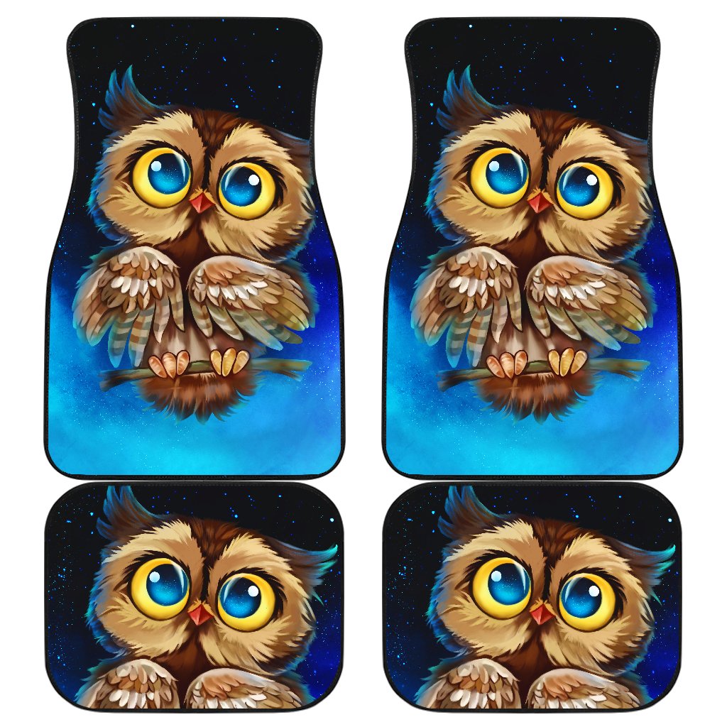 Owl Car Mats Set of 4 Front and Back for Universal Fit