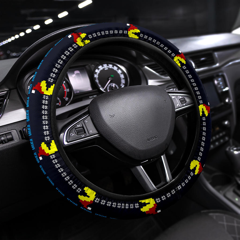 Funny Christmas Pacman Custom Car Steering Wheel Cover - Premium 7219