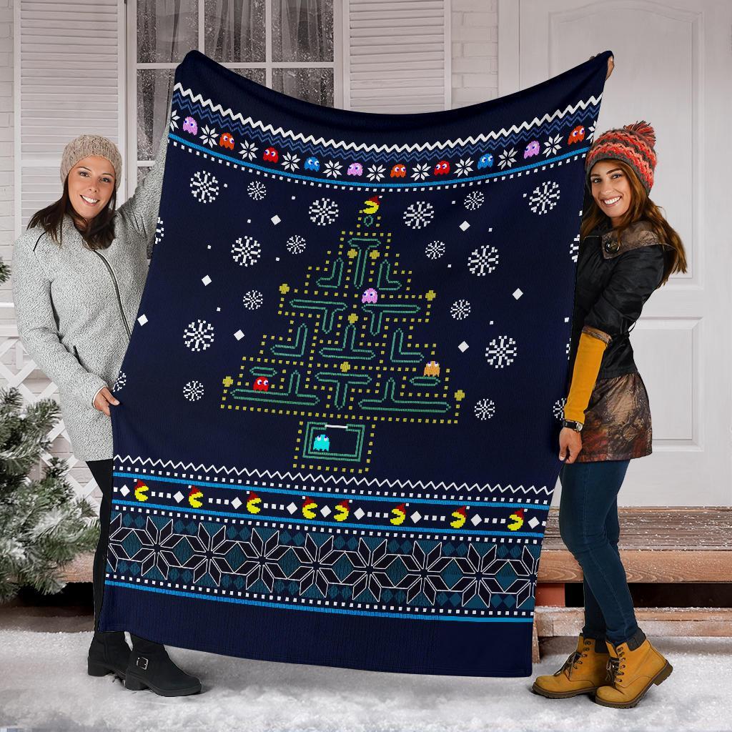 Custom Pacman Ugly Christmas Blanket Home Decor Gift