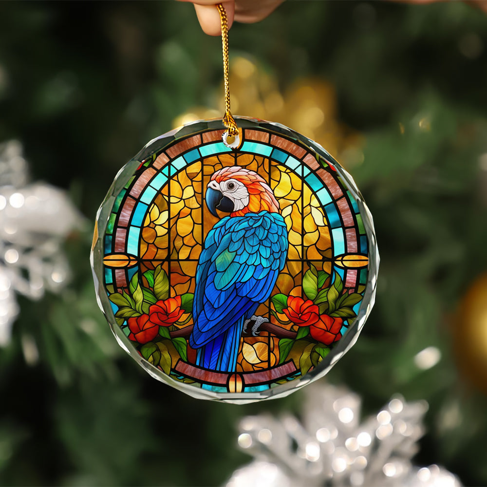 Stained Glass Parrot Flower Ornament - Perfect Christmas Holiday Gift