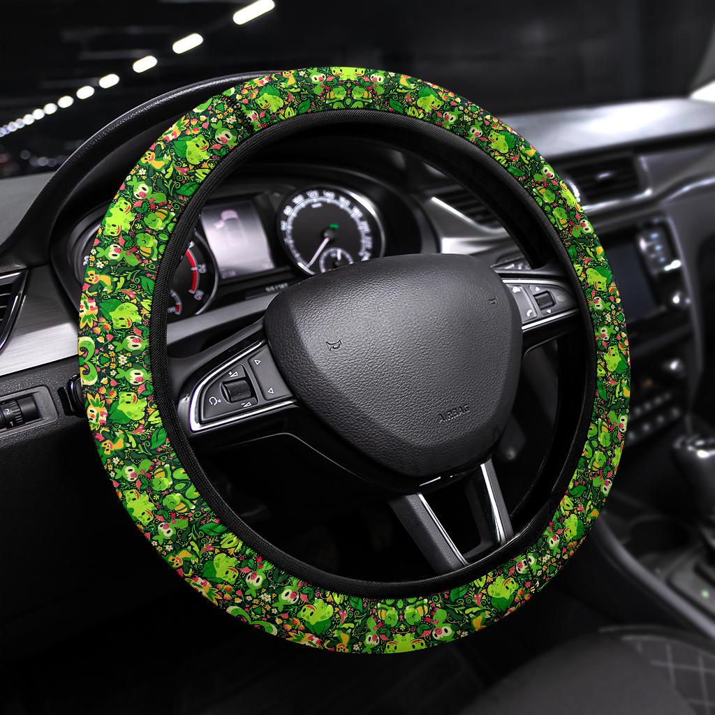 Pokemon Grass Green Patterned Custom Steering Wheel Cover