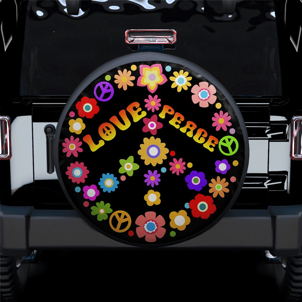 Peace Sign Love Tie Dye Jeep Car Spare Tire Covers for Campers