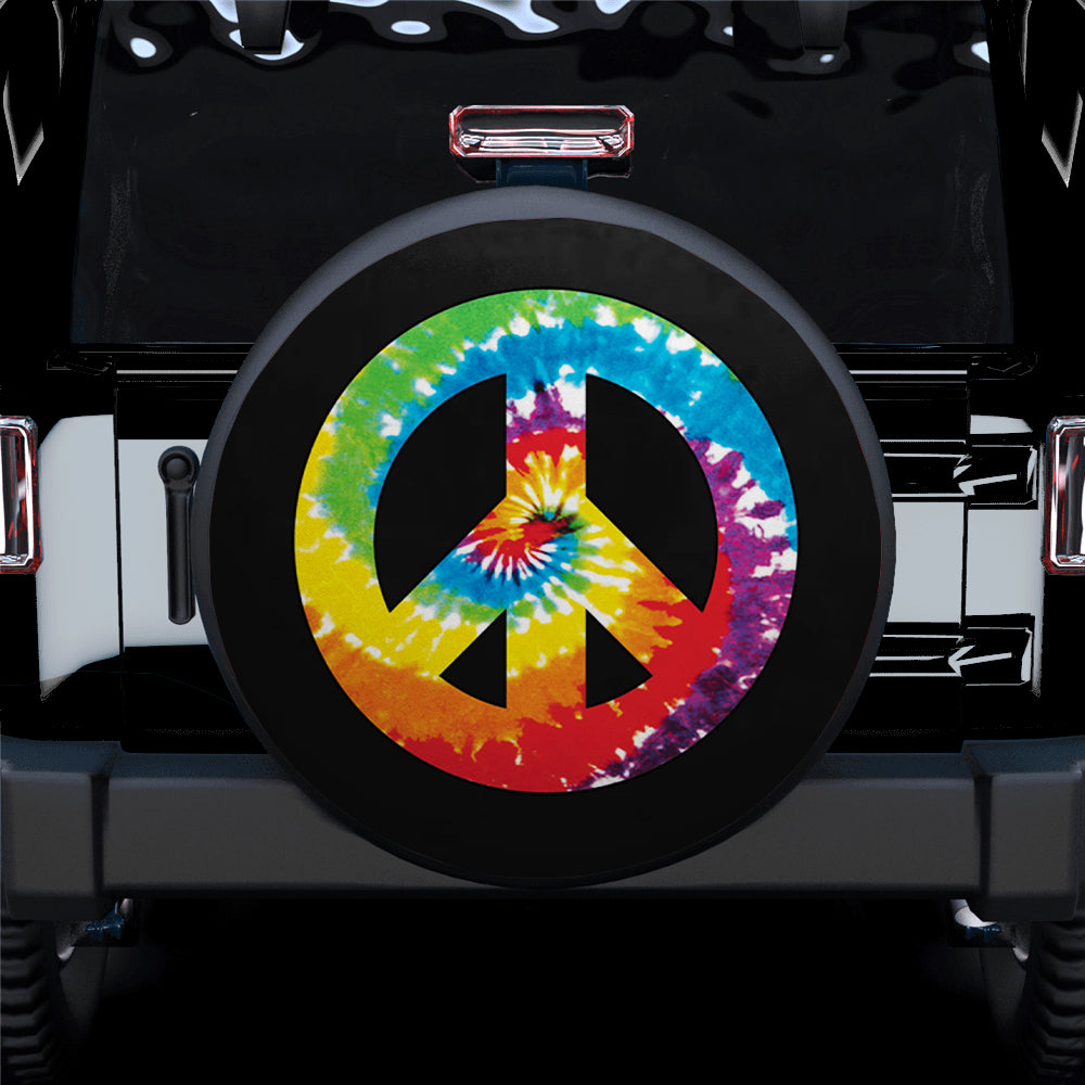Peace Sign Tie Dye Hippie Love Spare Tire Cover for Jeep Campers